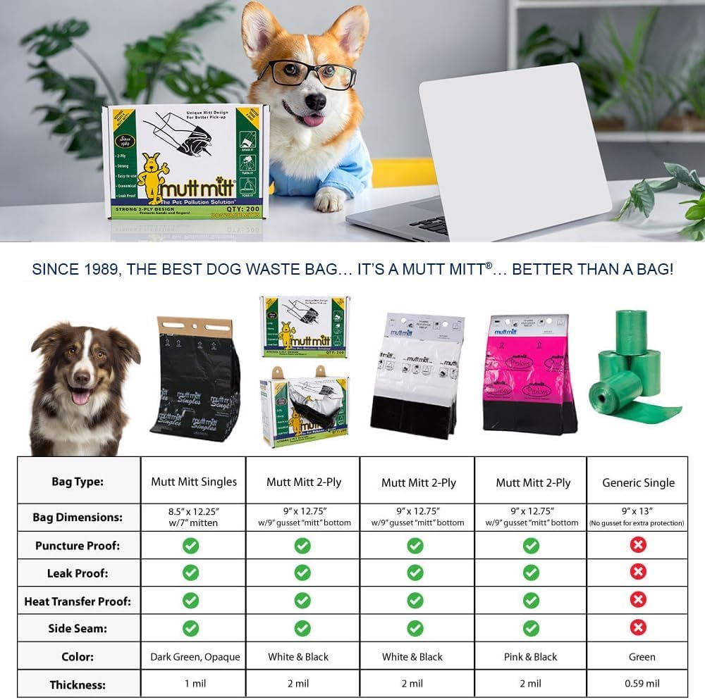 Mutt Mitt mitten shaped dog poop pick up bags showing dual layer construction