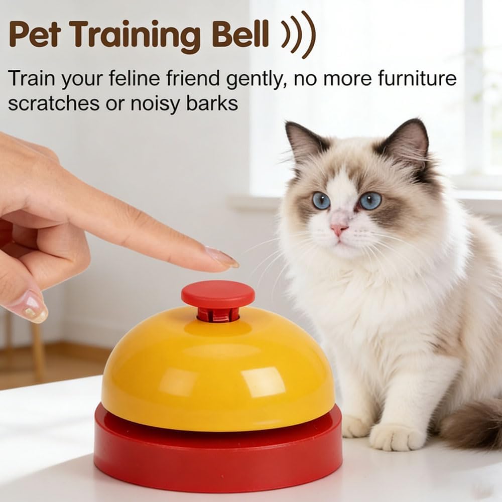 Dog pressing interactive bell for potty training