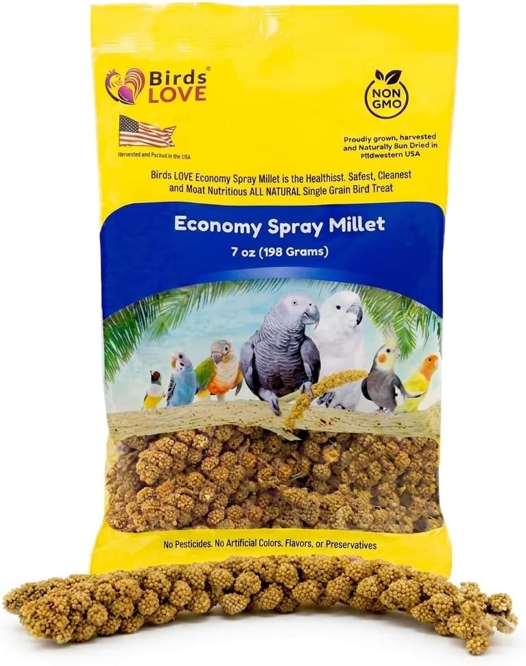 Birds LOVE(R) Economy Spray Millet for Birds, 7 oz, GMO-Free Natural Millet Spray Treat, Stem-Reduced Edible Tops, Grown in USA, for Parakeets, Cockatiels, Lovebirds, Finches, Canaries -Pack of 2 - Image 13