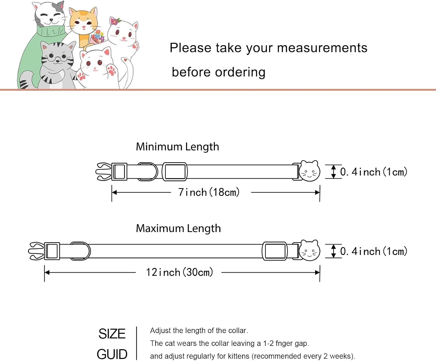 Yizepet nylon pet collar showing adjustable length strap mechanism
