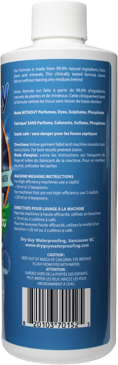 Highly concentrated horse blanket cleaner by Dry Guy Waterproofing back view with usage instructions