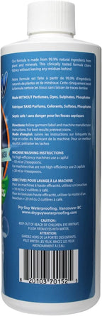 Highly concentrated horse blanket cleaner by Dry Guy Waterproofing back view with usage instructions