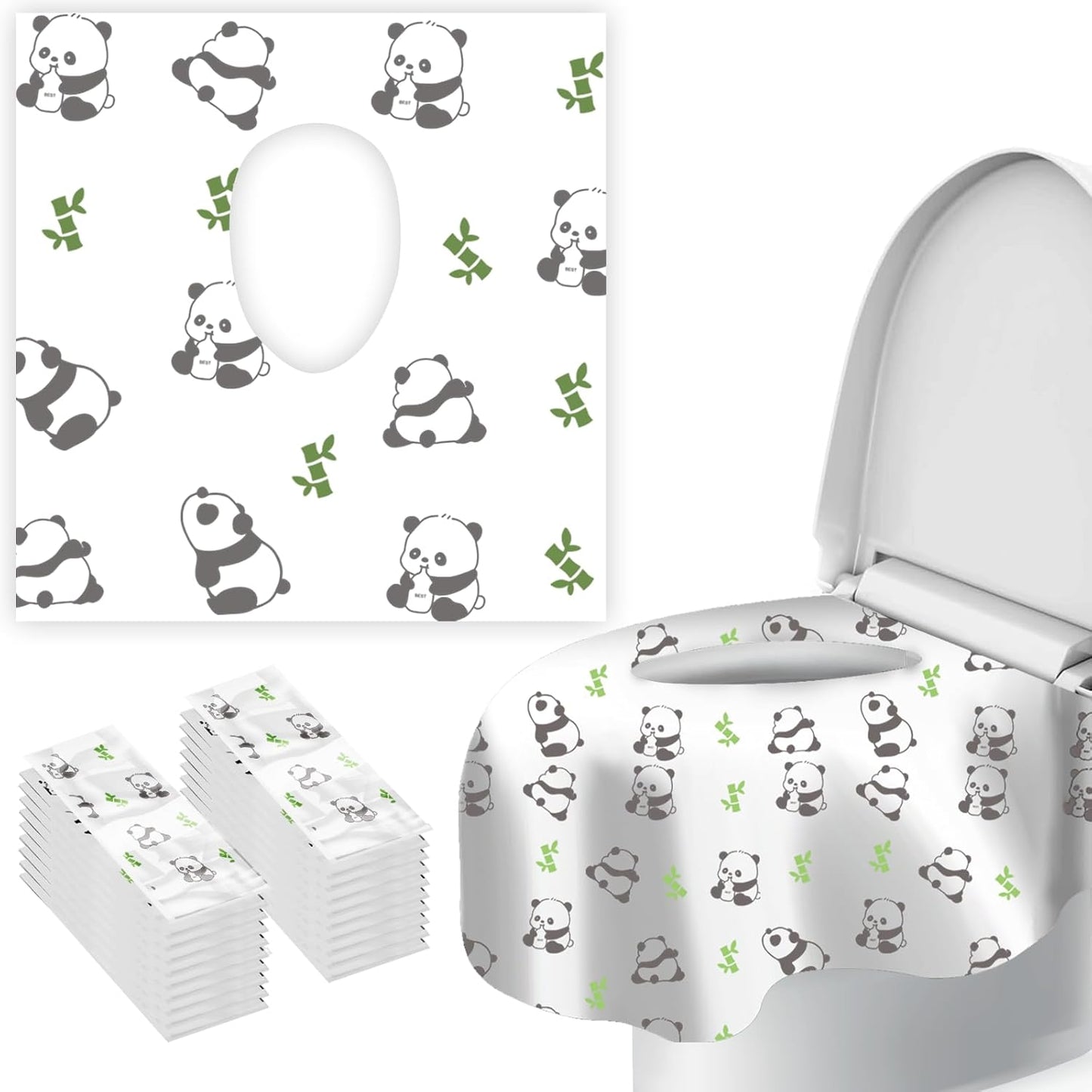 Dlnope upgraded disposable toilet seat covers 20 pack front view showcasing travel friendly packaging.