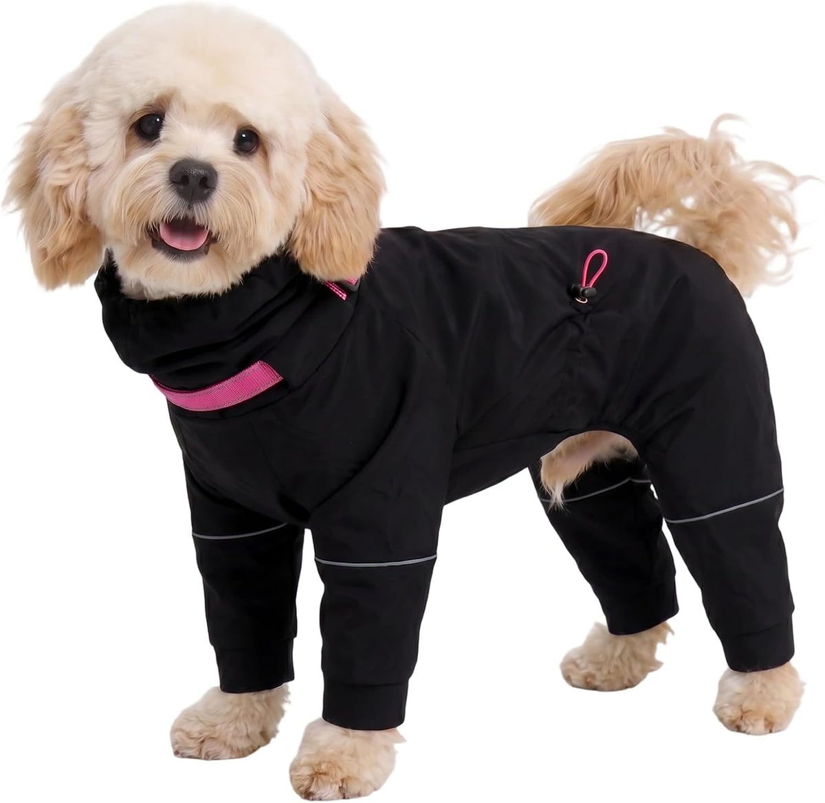 Kouser Waterproof Dog Raincoat with Reflective Stripes, Adjustable Dog Rain Jacket with Leash D-Ring, Lightweight Full-Body Coverage Hooded Poncho Rain Coat for Small Medium Large Dogs, Pink XL - Image 9