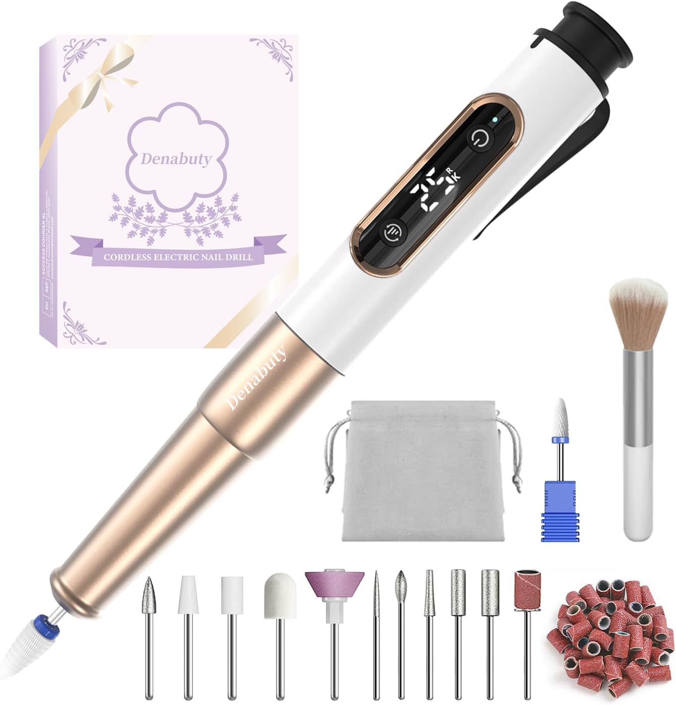 Denabuty cordless electric nail drill kit front view