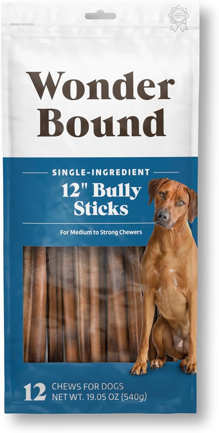 Amazon Brand - Wonder Bound Bully Sticks, All-Natural, Highly Digestible, Long Lasting Dog Beef Treats, 6 inch, (6 Count) - Image 9