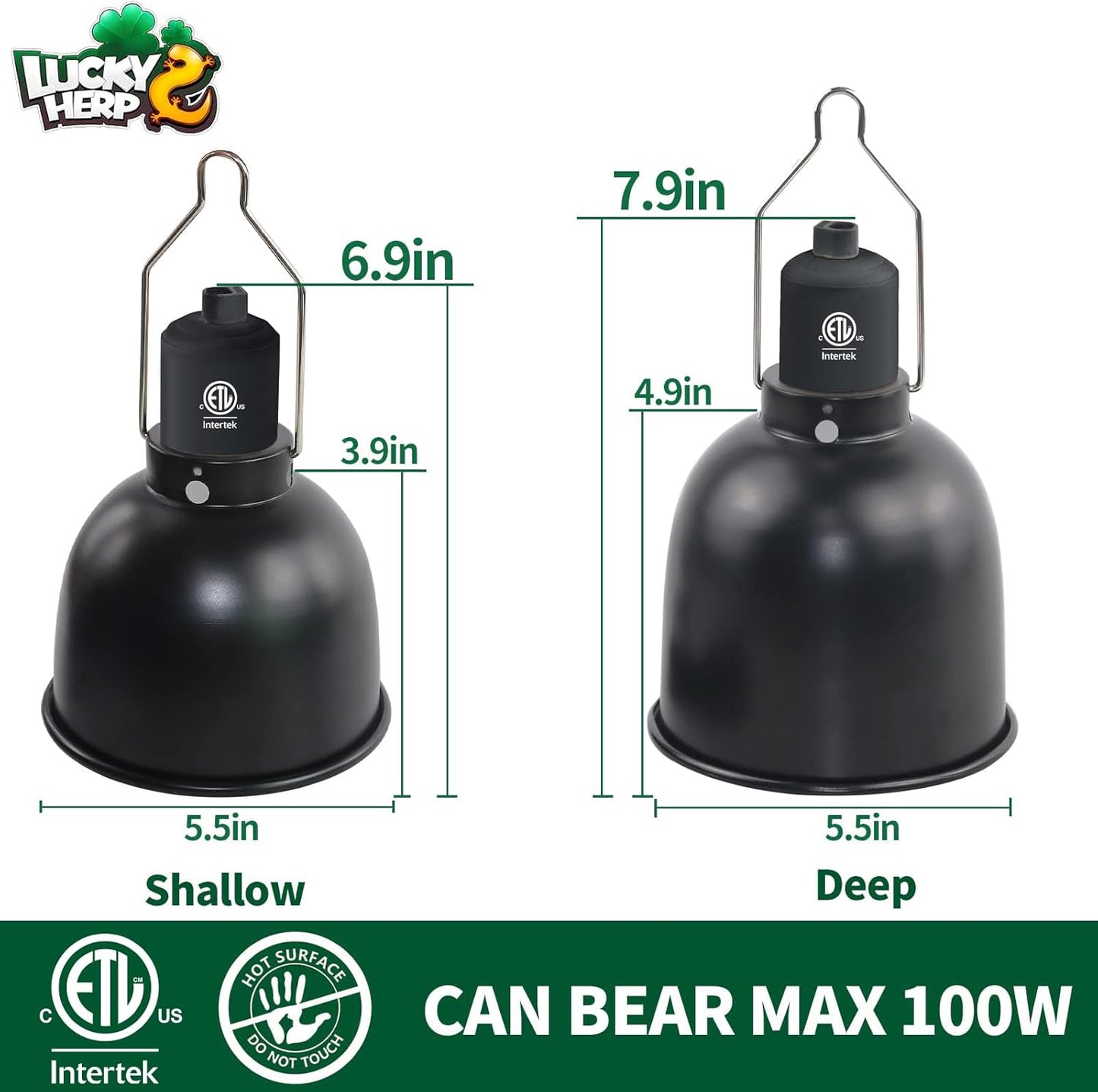 Lucky Herp aluminum dome light holder with long power cord and inline switch.