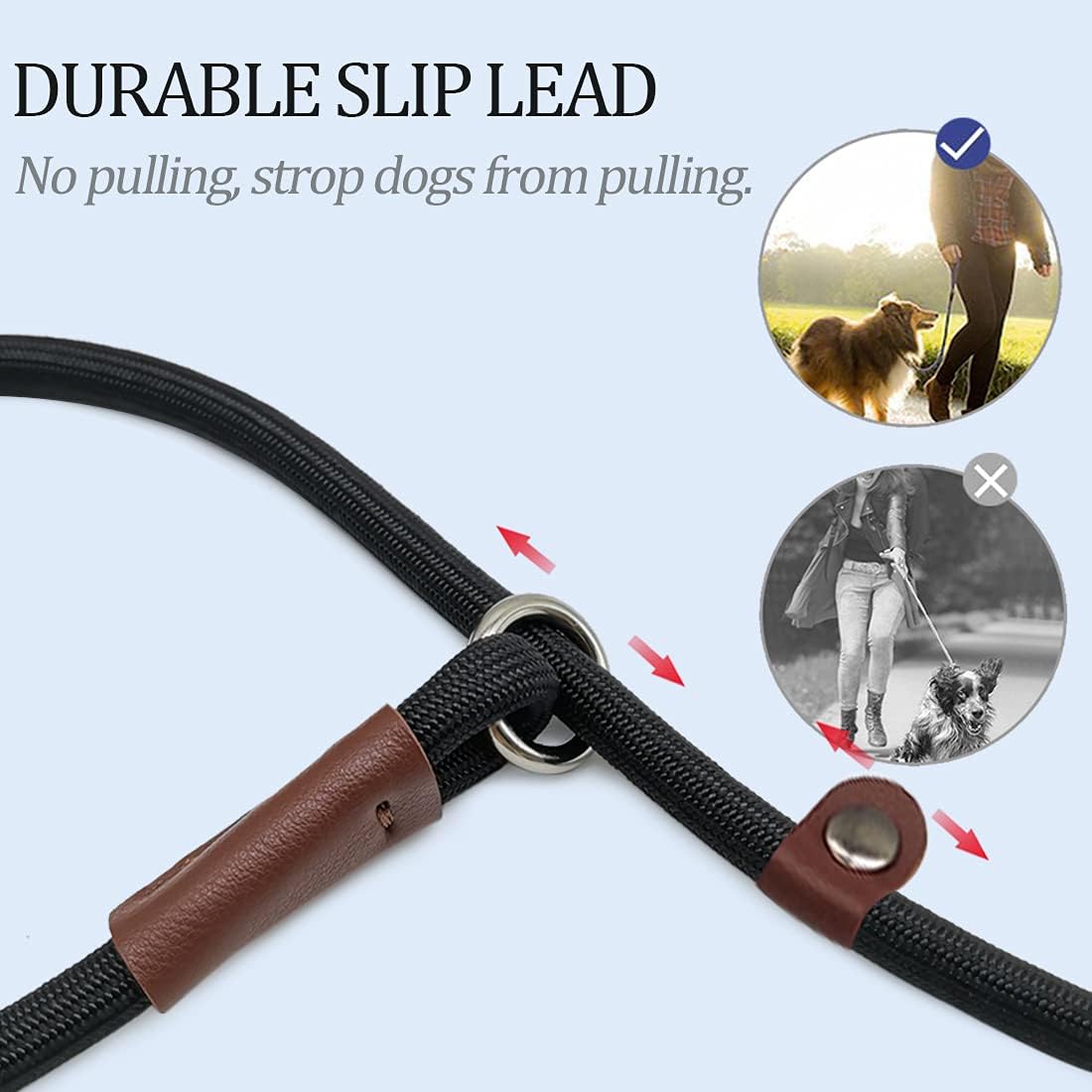 Black MayPaw no pull dog lead being adjusted around pet neck