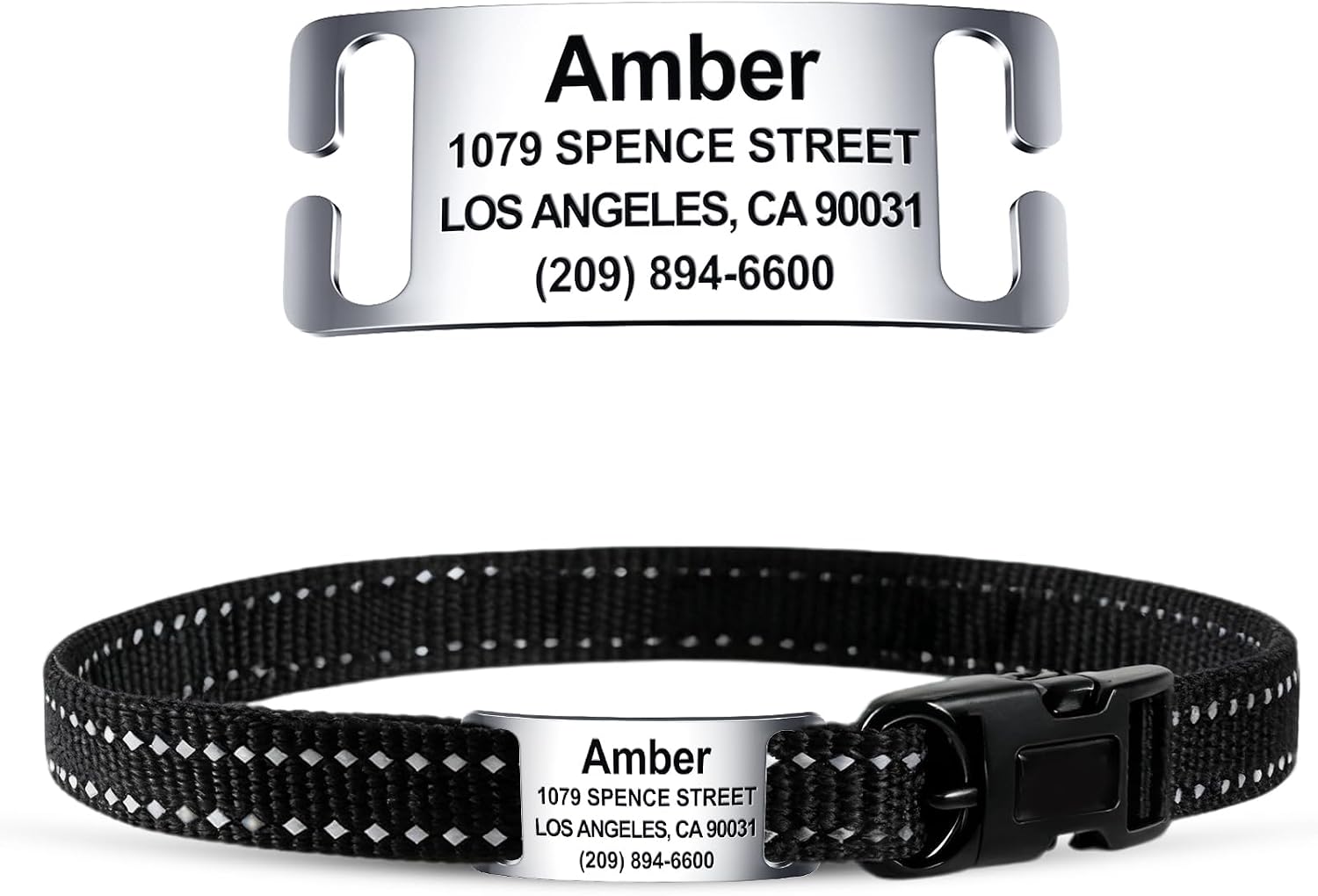 TechMark Dog Tags Personalized for Pets Custom ID Laser Deep Engraving Stainless Steel Ultra Durable, Polished Curved Rectangular Arch, Text ONLY for 1" Collars - Image 12