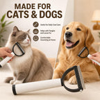 Double sided pet grooming brush with curved stainless steel teeth for dogs and cats