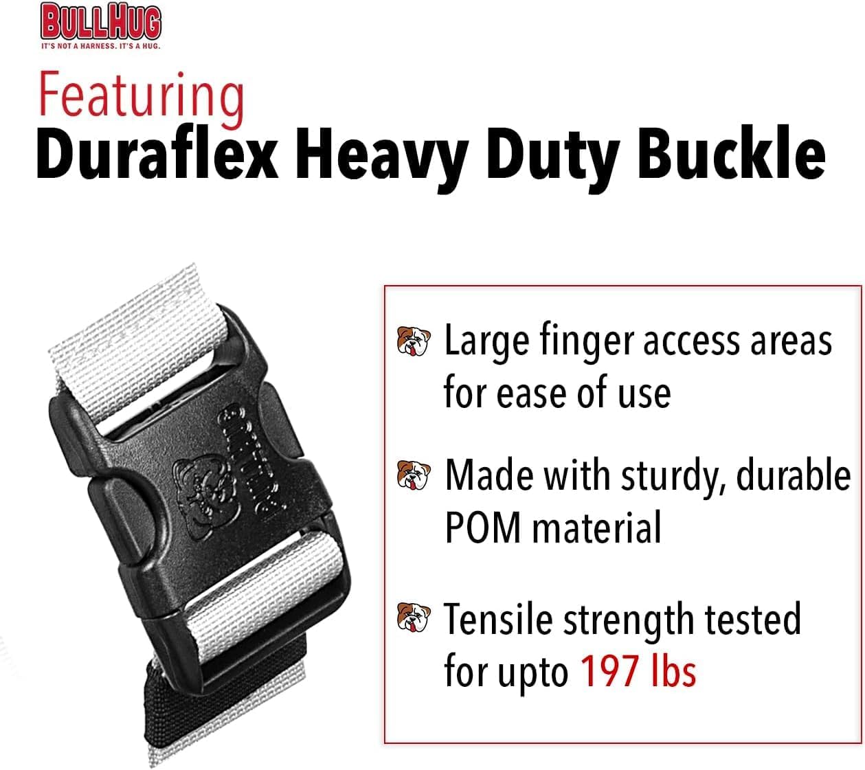 Back view of bullhug adjustable harness for pugs