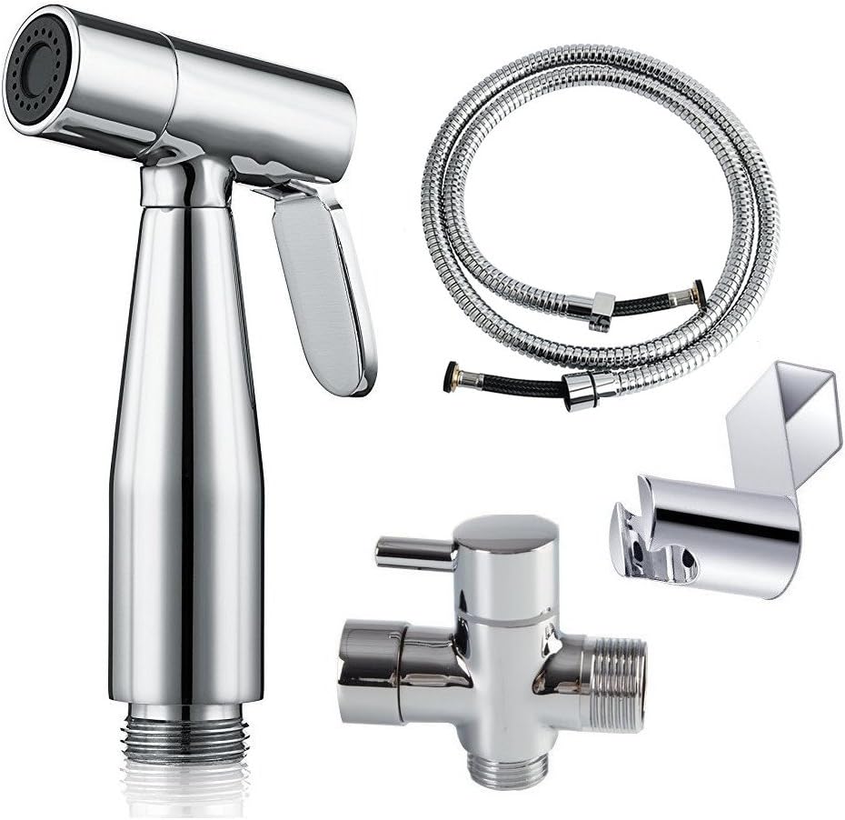 Cloth Diaper Sprayer - Complete Set Premium Stainless Steel Hand Held Diaper Sprayer Kit for Toilet Attachment with T-Adapter and Explosion Free Hose - Image 1