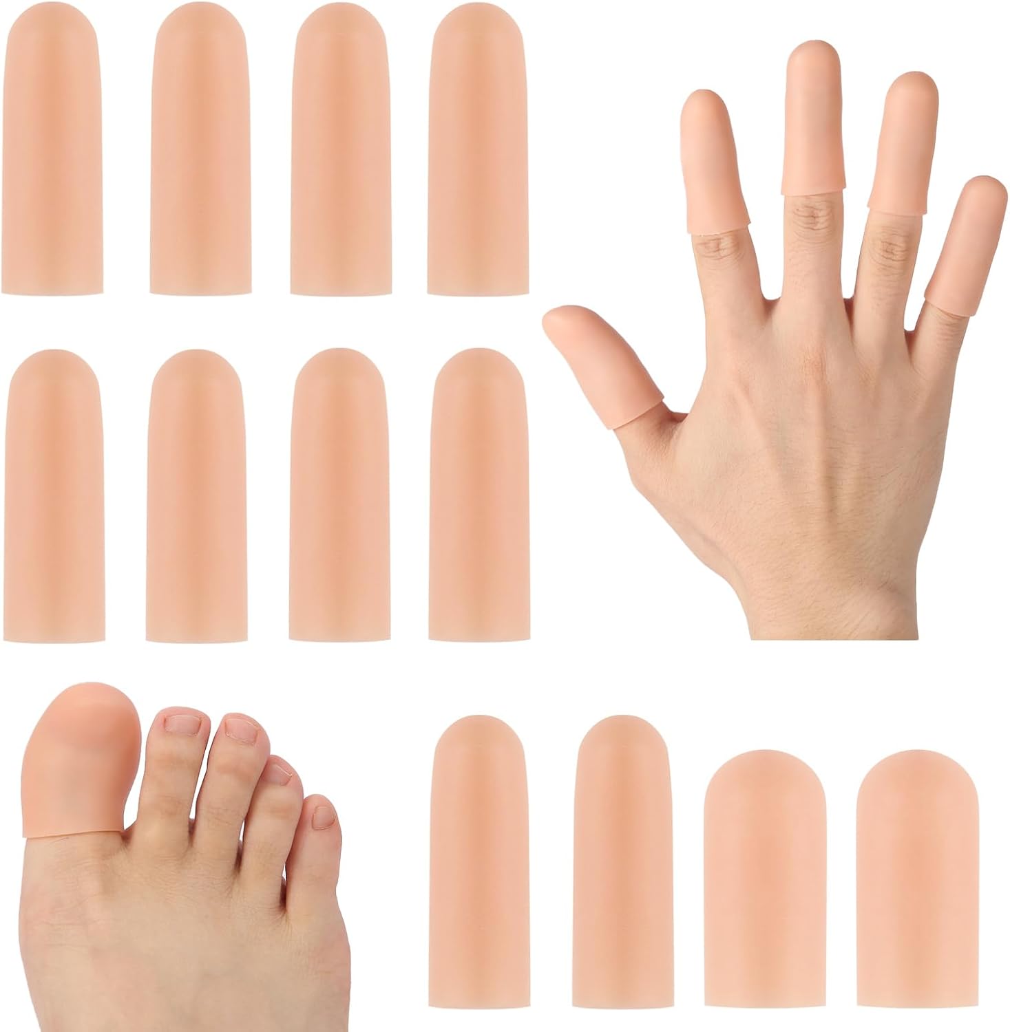 HydtoKun silicone finger protectors front view twelve pack packaging for arthritis pain relief.