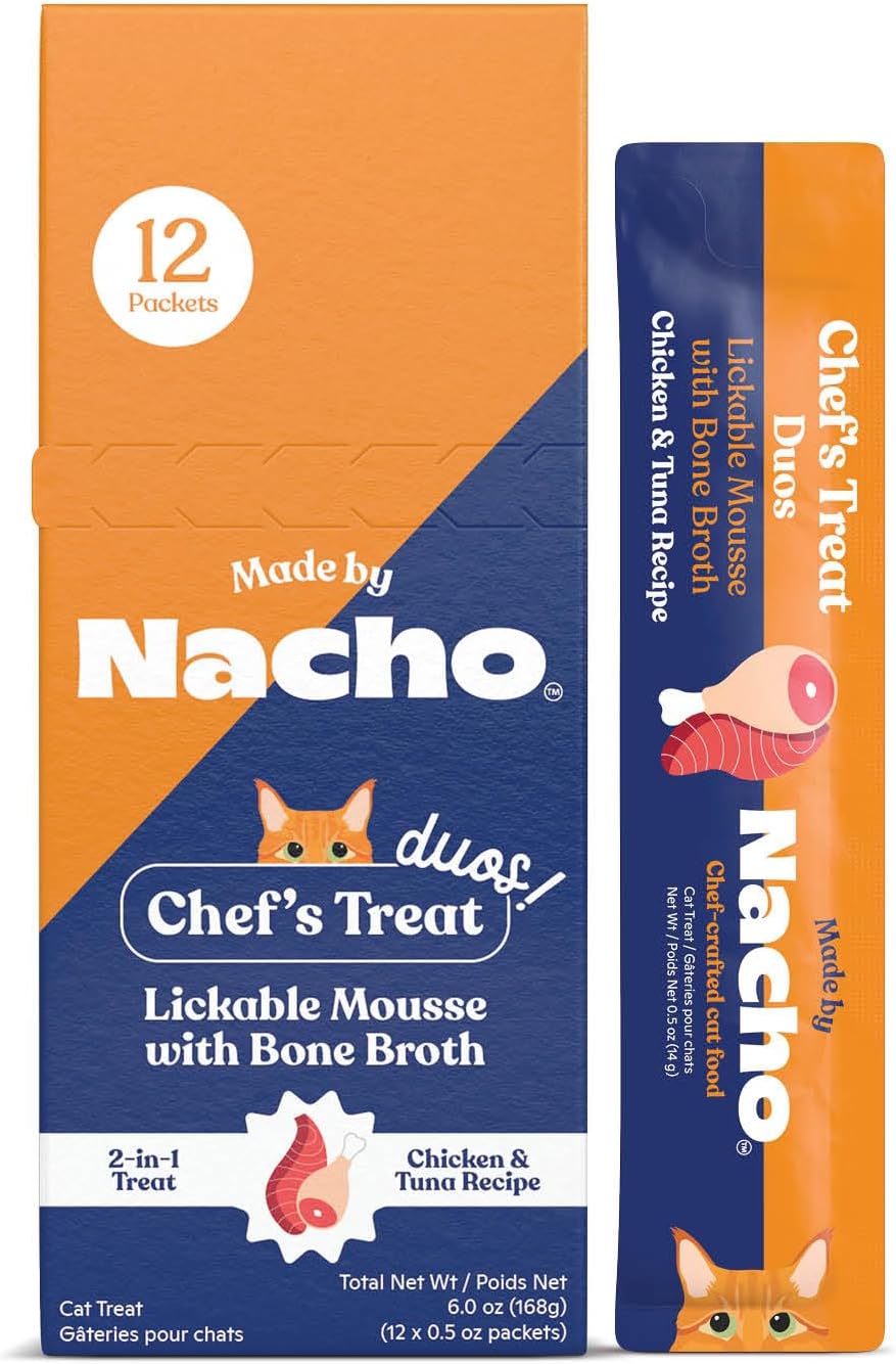 Made by Nacho Digestive Mousse Sachets, Lickable Cat Treats, 12 Count with Bone Broth, 0.5 oz, No Grains, Corn, Wheat or Soy - Image 11