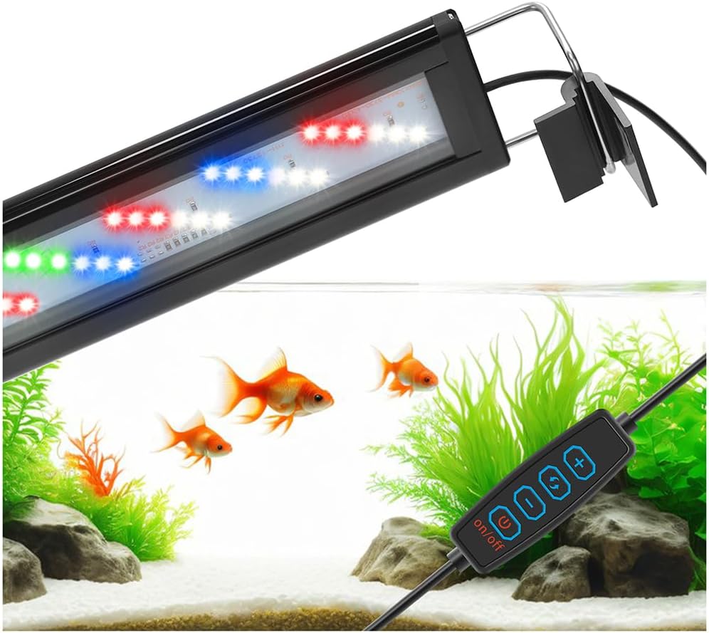 DaToo LED Aquarium Light Full Spectrum Fish Tank Light with Dimmer White Blue Red Green LEDs Fish Tank Light with Three Lighting Modes and Extendable Bracket for 8 Inch to 12 Inch Aquarium - Image 11