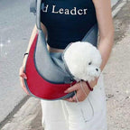 Adjustable padded shoulder strap of dog travel carrier