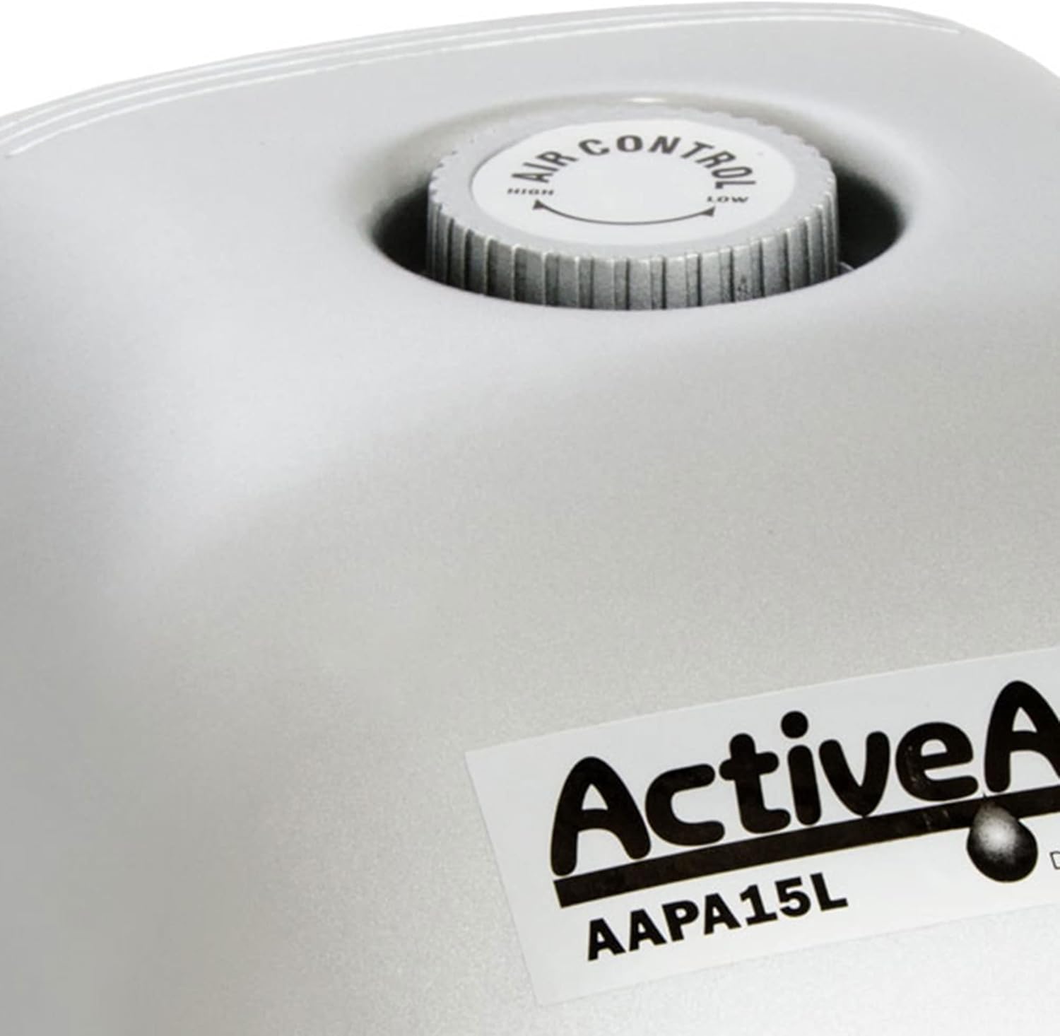 Active Aqua silver and grey aquarium air pump showing four independent metal outlets