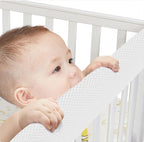 Homestic 3 in 1 breathable white mesh crib rail covers front view