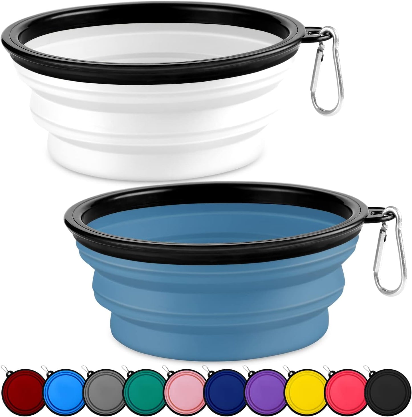 Collapsible Dog Bowls-2 Pack Large Size for Large/Medium Dogs, Pet Travel Water Bowl, Dogs Cat Portable Water Bowl, Dog Pet Feeding Watering Dish Outdoor Hiking Parking Traveling with 2 Carabiners - Image 11