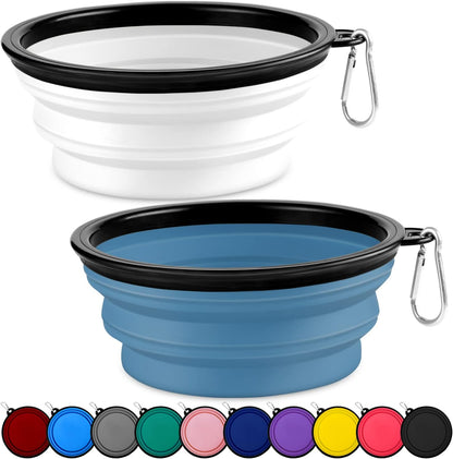 Collapsible Dog Bowls-2 Pack Large Size for Large/Medium Dogs, Pet Travel Water Bowl, Dogs Cat Portable Water Bowl, Dog Pet Feeding Watering Dish Outdoor Hiking Parking Traveling with 2 Carabiners - Image 11
