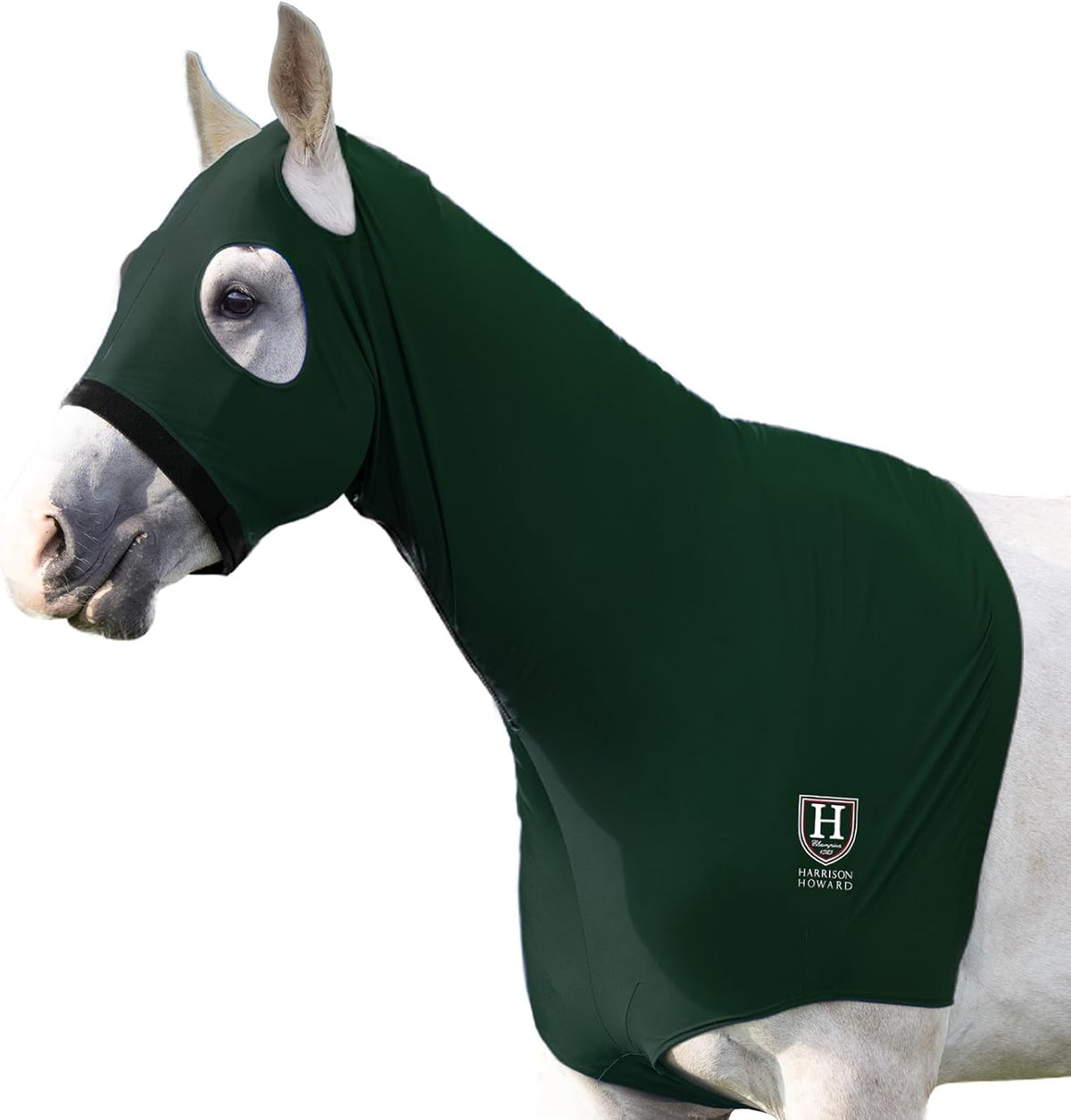 Harrison Howard Horse Stretch Hood Without Ears Snug Fitting Hood with Zip Closure Covers Face, Shoulders, Mane, Chest and Withers Perfect for Show/Event Preparation - Blue - Image 9