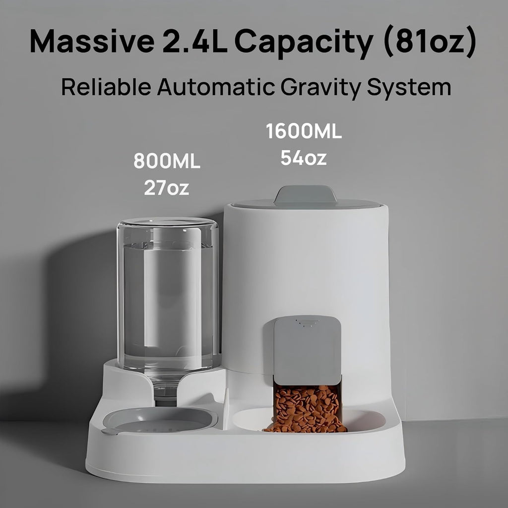 Nastella gravity pet food bowl station side angle view non-electric dog feeder