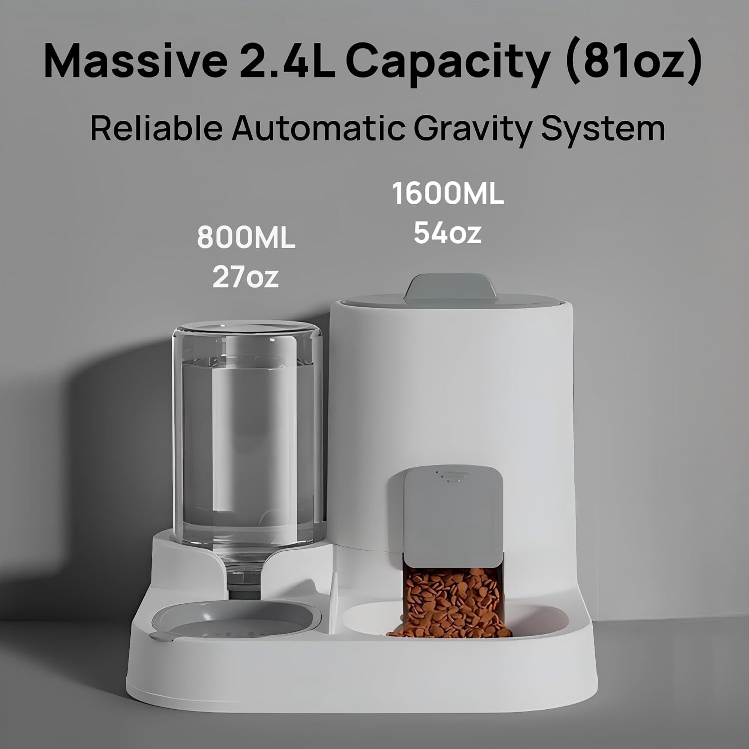 Nastella gravity pet food bowl station side angle view non-electric dog feeder