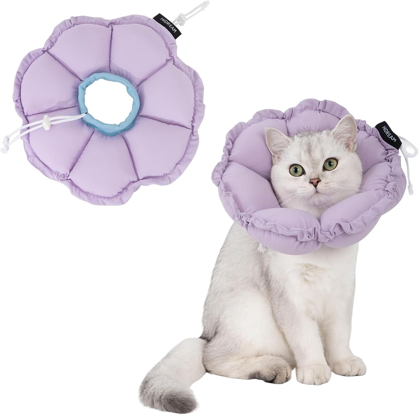 H HIDREAM Soft Cat Cone Collar Cute Adjustable Cat Recovery CollarElizabethan e Collar that can Protect Head and Foot WoundsEgg White All-Season Style - Image 9