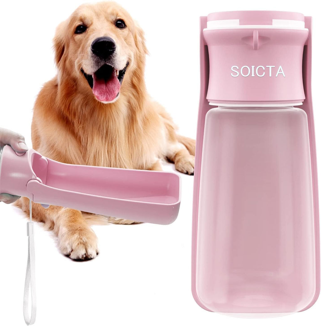 Soicta portable dog water bottle packed inside a travel bag