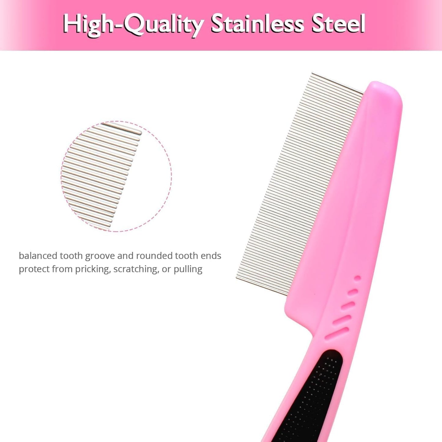 Ergonomic non slip rubber handle detail of the Jegtew pet brush