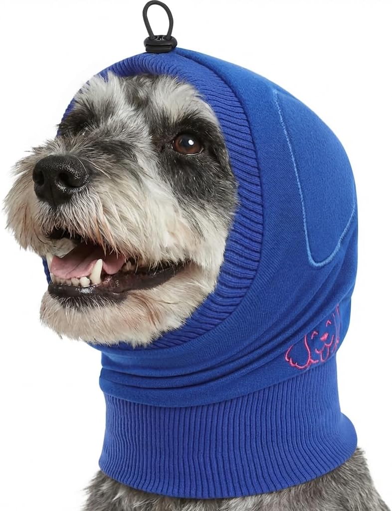 KOESON Adjustable Dog Calming Hoodie front view on a dog for anxiety relief