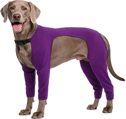 BRKURLEG Dog Recovery Suit with Legs, Leg Wound Protector Soft Post Surgery Dog Suit, Pet Surgical Onesie Stop Licking Leg Joints and Wounds After Surgery, Elbow & Knee Wound Cover, Grey L - Image 12