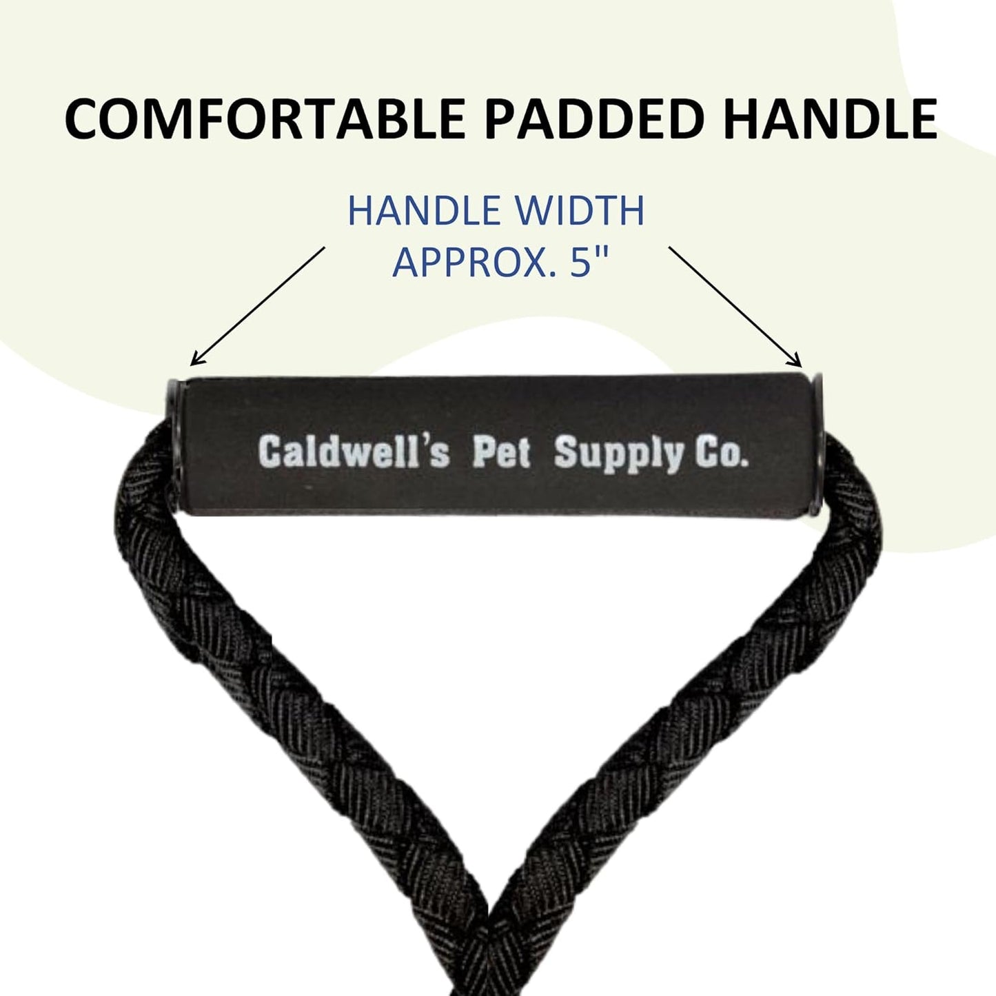Premium double ended dog leash with secure metal lobster claw clasps close up.