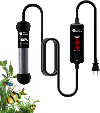 AquaMiracle 15W Small Aquarium Heater Fish Heater, Super Mini Fish Tank Heater Turtle Tank Heater for 1-3 Gal Tanks, with Dual LED Display, Dry-Run/Overheating Protection & Memory Function - Image 9