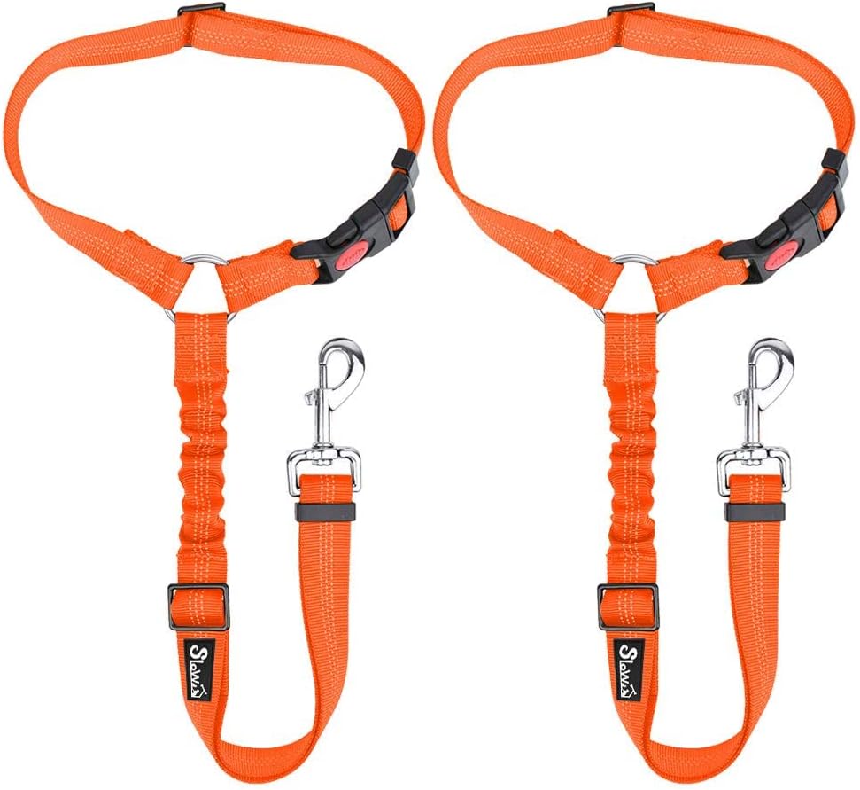 Lukovee Dog Car Seat Belt, 2 Pack Headrest Restraint Seatbelt, Adjustable Pet Safety Leads with Reflective Elastic Bungee for Dog Harness Collar Travel Daily Use (Fluorescent Pink,Headrest) - Image 11