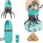 ONNONNO Portable Dog Pooper Scooper front view showcasing cyan claw grabber tool.