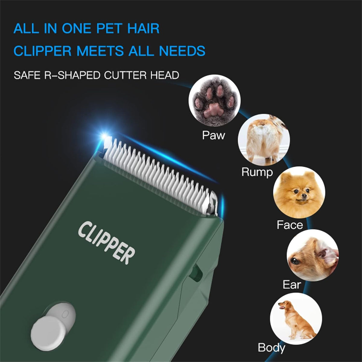 Waterproof electric pet trimmer being washed under running tap water
