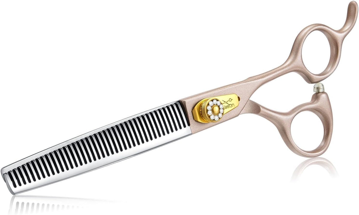 JASON Professional Dog Grooming Scissors - 7 Inch Curved Shear Japanese 440C Stainless Steel Dog Scissors with Diamond Screw, Rosegold, Sharp - Image 10
