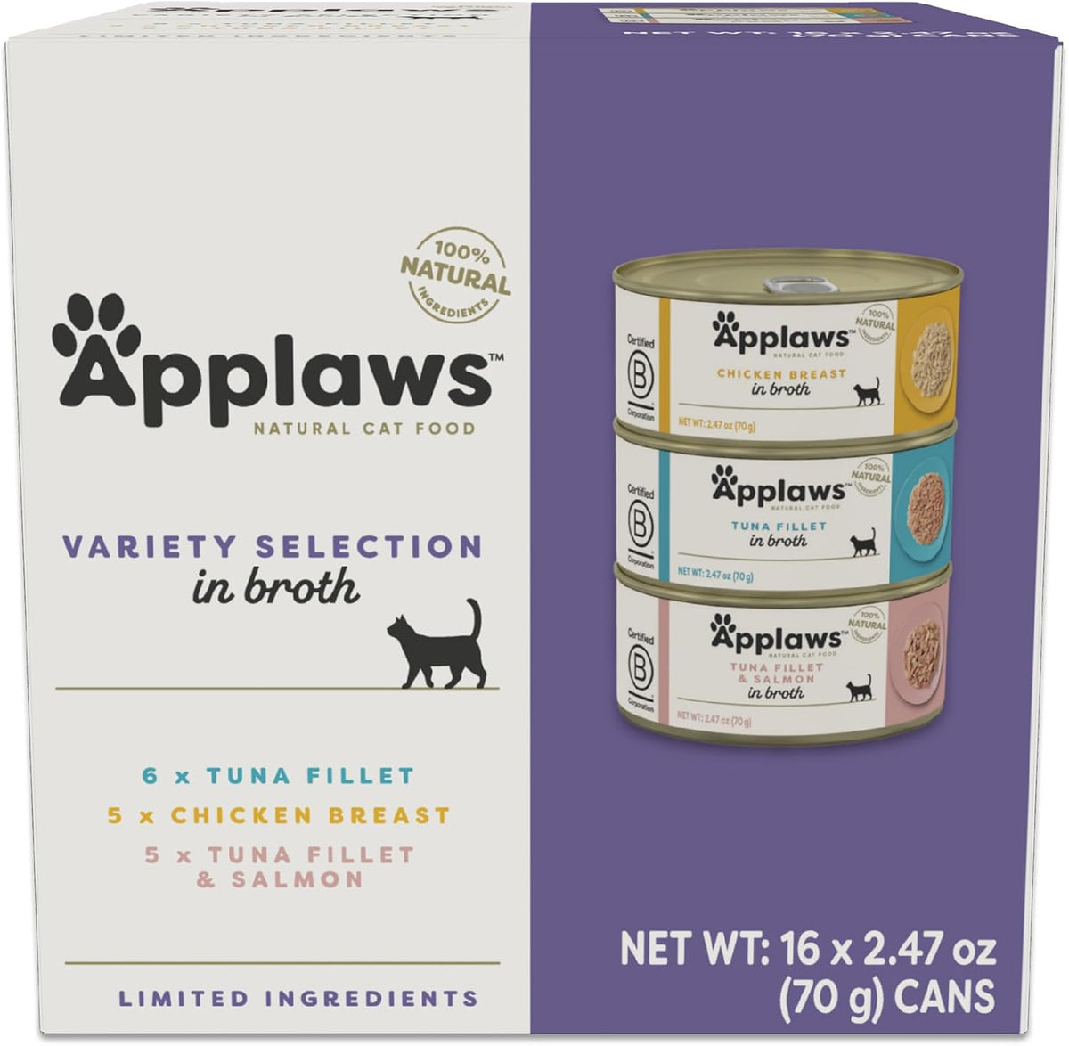 Applaws Fish Variety Pack Wet Cat Food in Broth 12-Pack, High Protein, Limited Ingredient, Grain Free, Canned Cat Food, No Fillers, No Artificial Additives (12 x 2.47 oz Cans) - Image 10