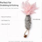Three vibrant carrot cat toys with natural feathers
