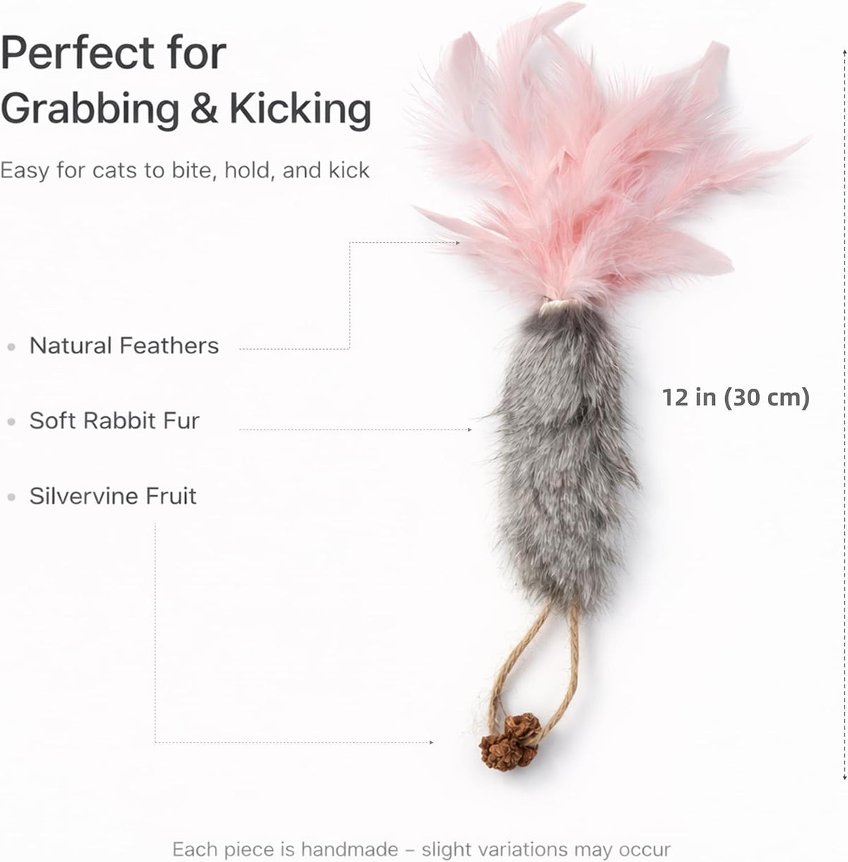 Three vibrant carrot cat toys with natural feathers