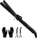 SimerSure 1 inch ceramic curling iron front view showing pink handle and black barrel