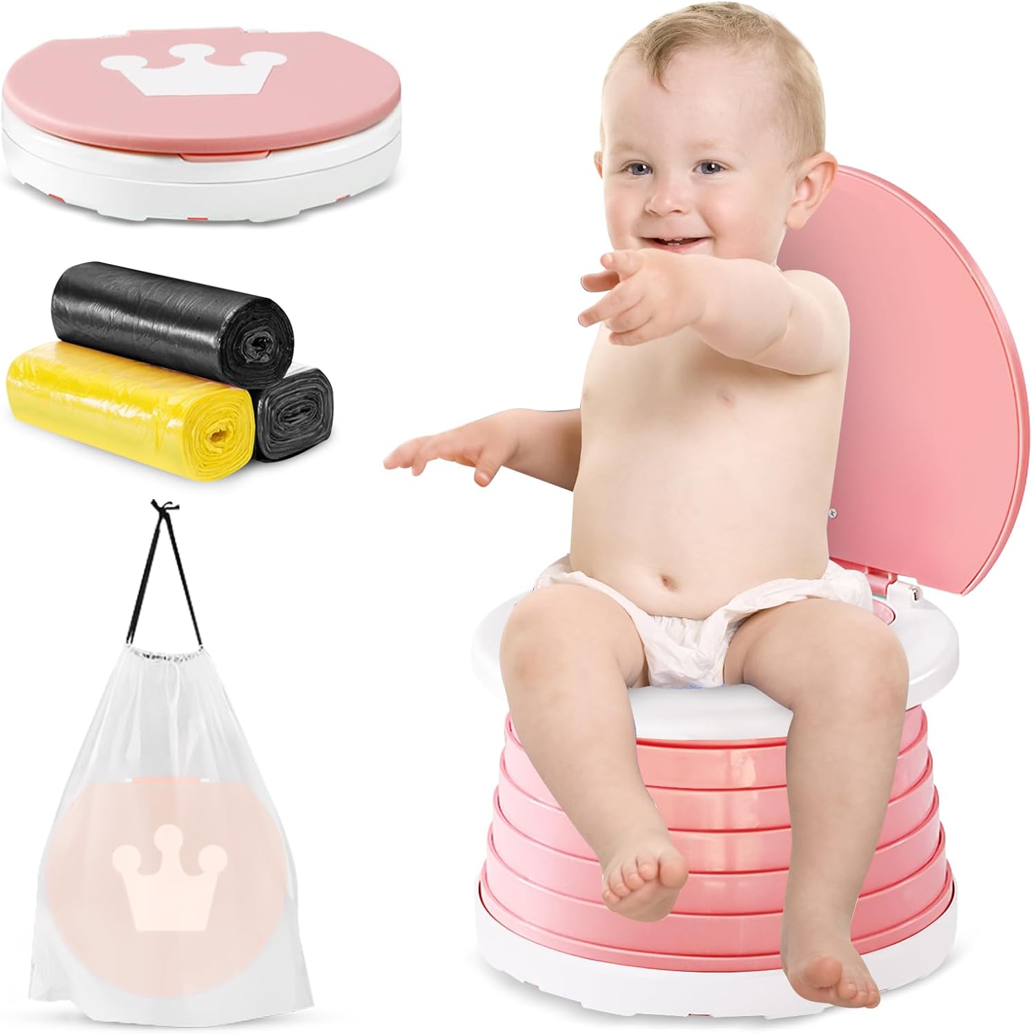Yznlife pink travel potty for toddler front view