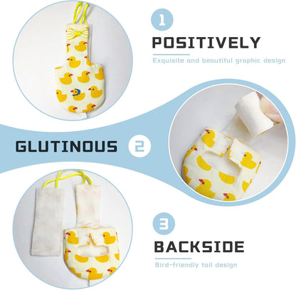 Close up view of the hook and loop closure on the bird diaper