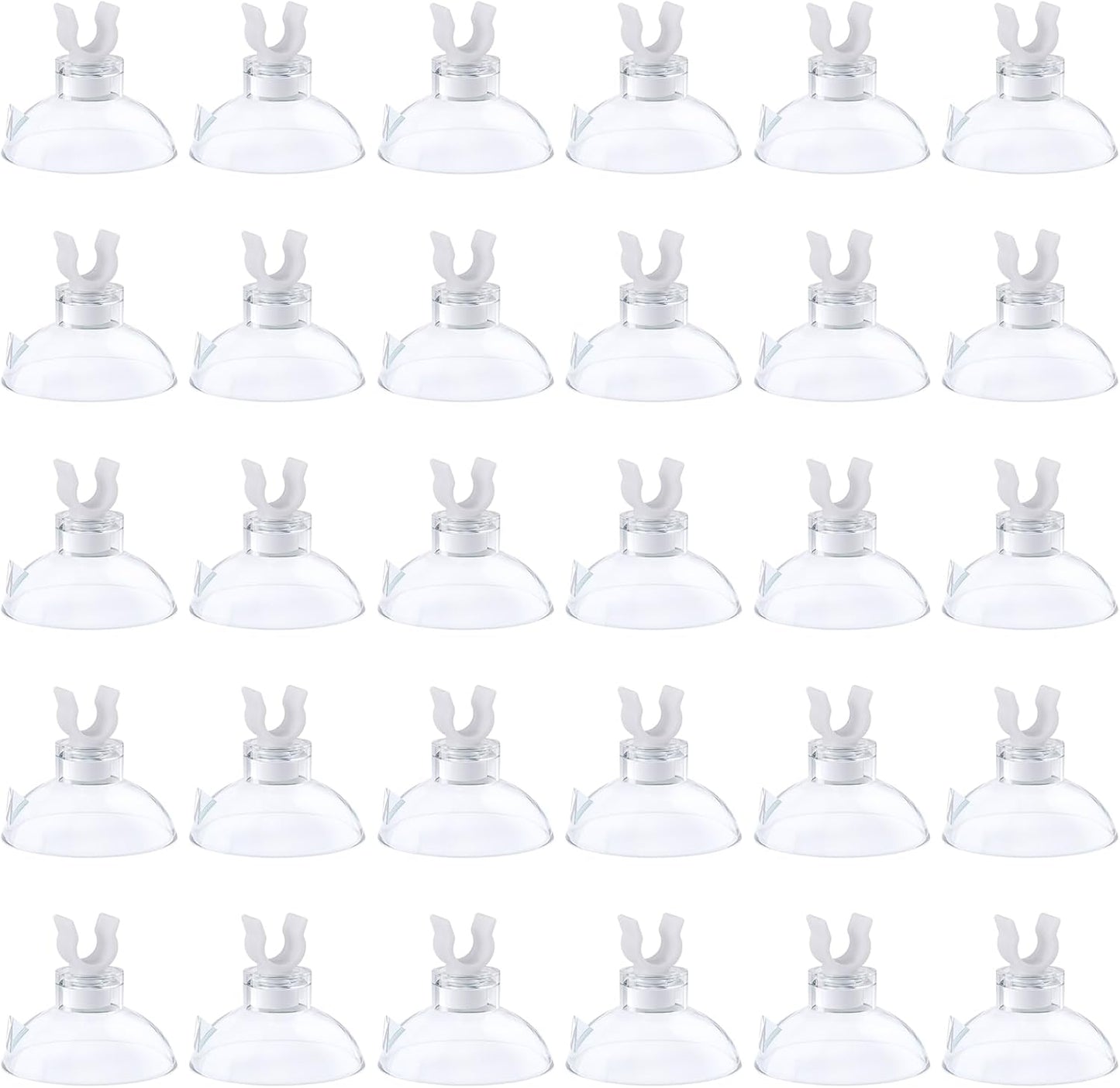 Reliable clear rubber suction fasteners for fish tank bubblers and air pumps.