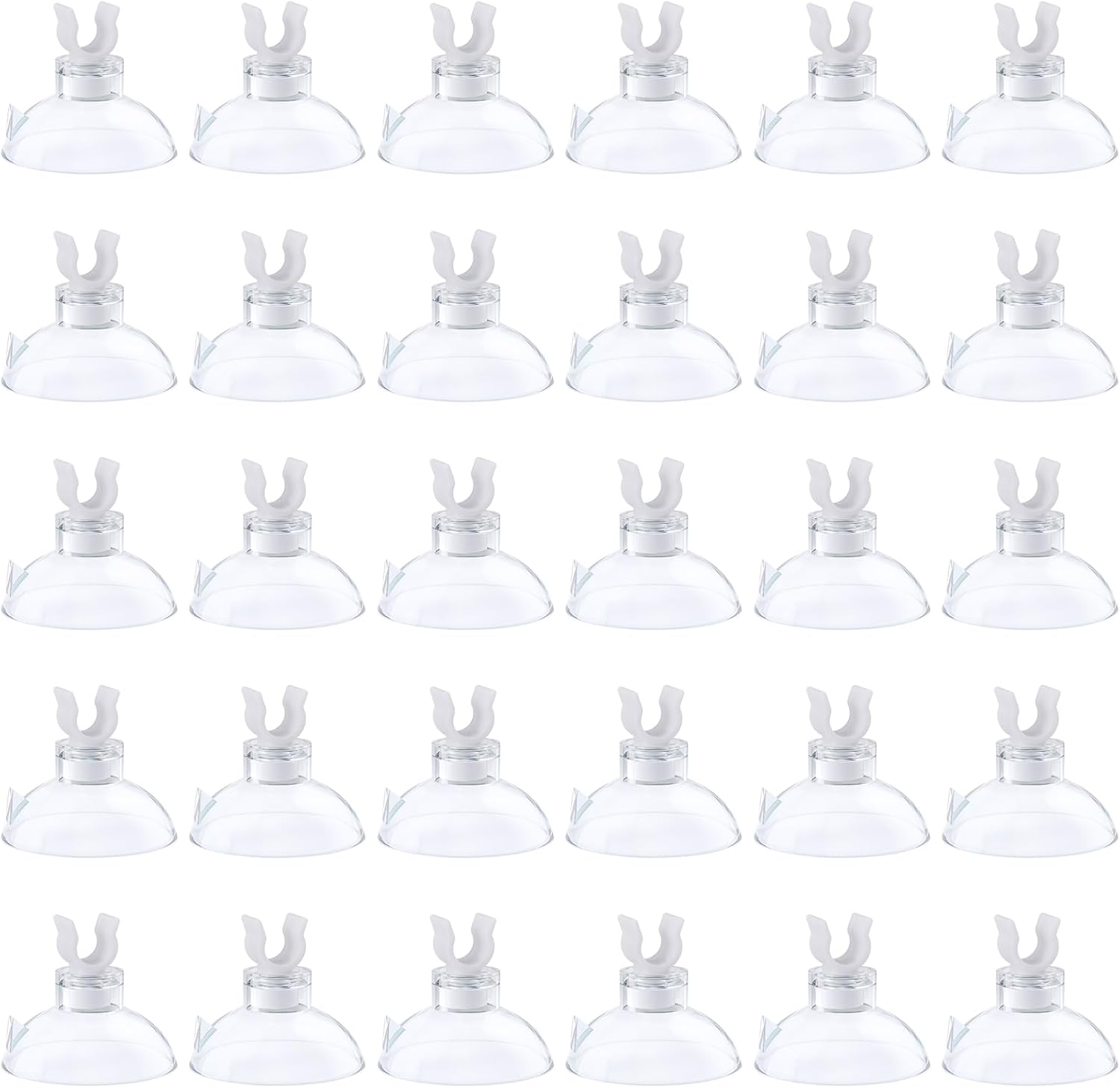 Reliable clear rubber suction fasteners for fish tank bubblers and air pumps.