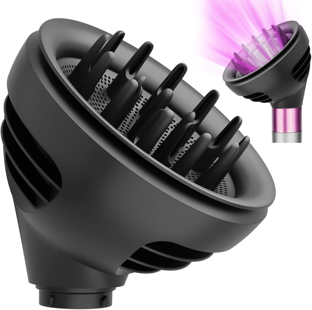 PUREGUST wave curl diffuser attachment front view showing dual airflow dome design for curly hair styling