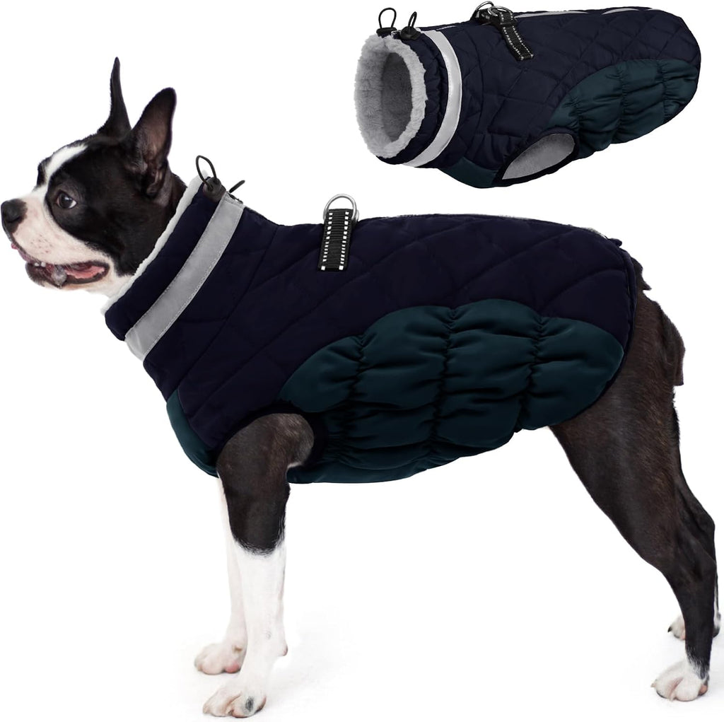 AOFITEE Dog Coat, Warm Dog Winter Coat, Reflective Turtleneck Large Dogs Jacket with Harness Built in, Turtleneck Pet Winter Jacket, Waterproof Pet Snow Jackets Fleece Vest, Pink XL - Image 12