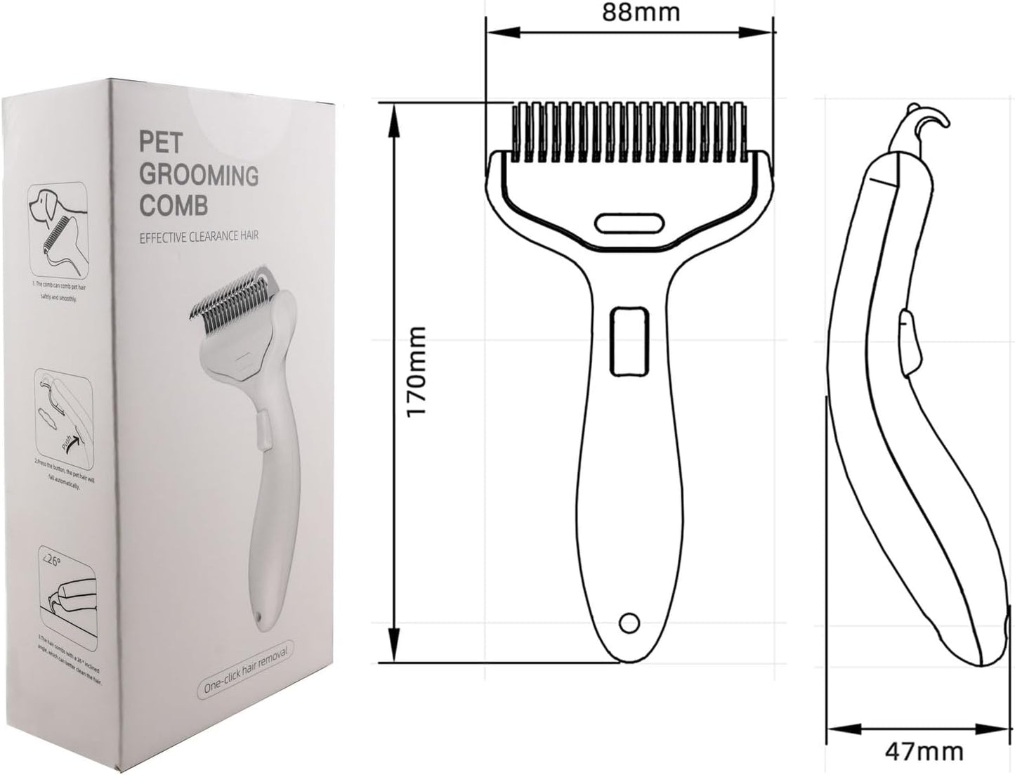 Professional quality dog and cat dematting rake tool