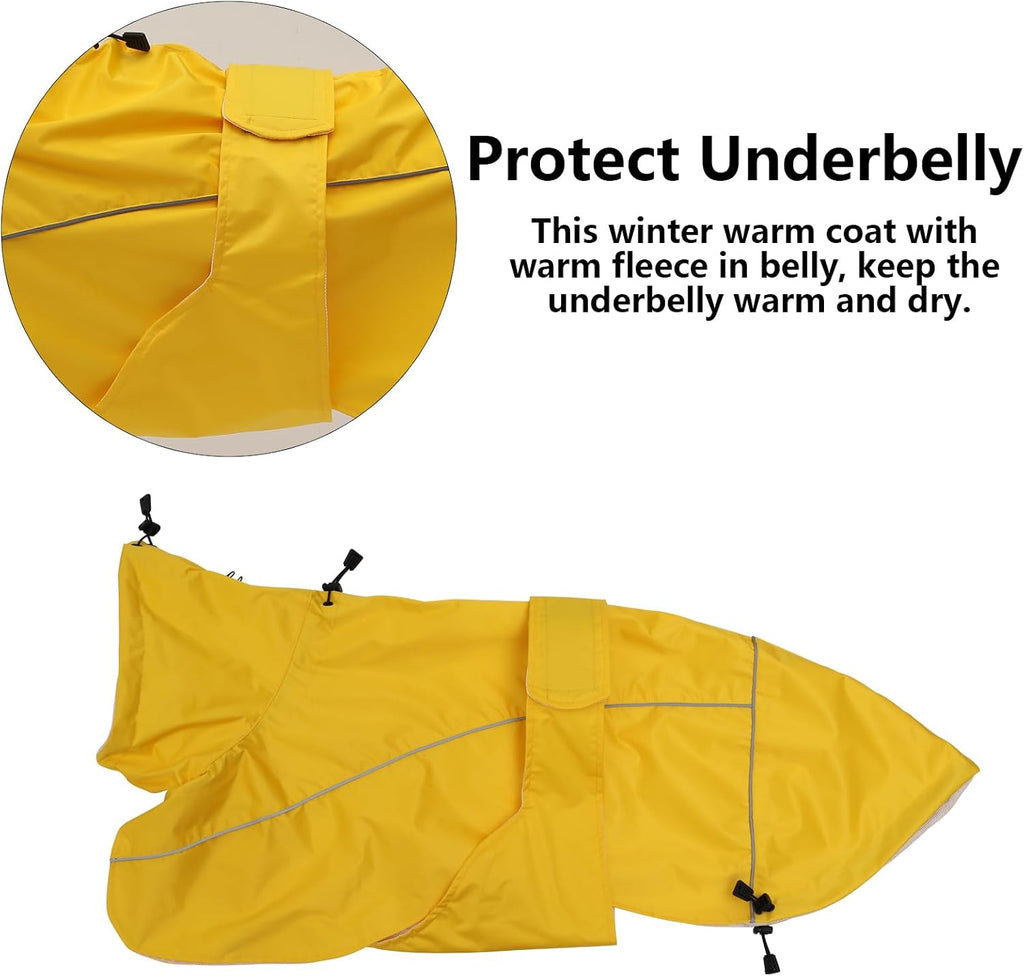 Morezi medium dog winter jacket highlighting the high-visibility reflective safety bar.